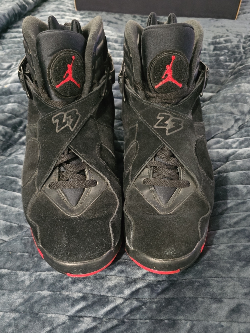 Nike Black and Red Jordan 8 High-Top Sneakers